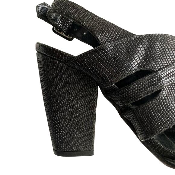 Michelediloco Black Snake-Embossed Leather Block Heels | Fall Classic Elegance - Picture 10 of 16